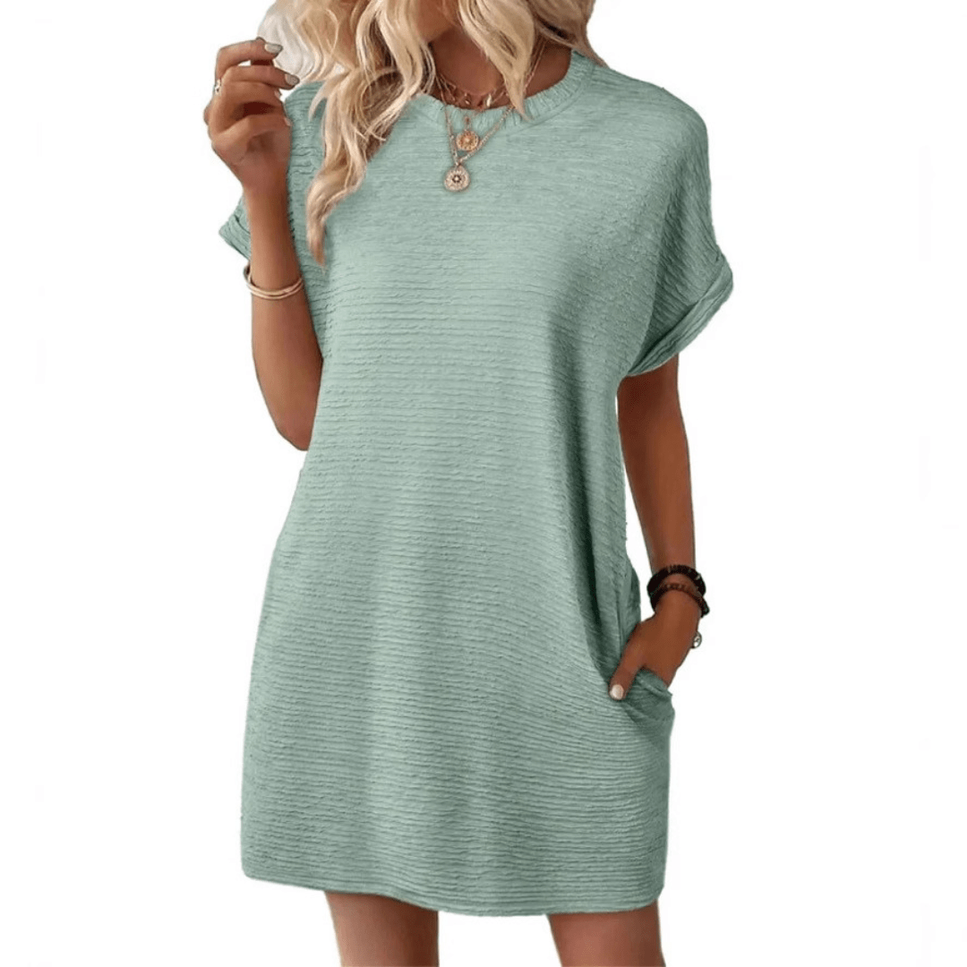 Evasha | Casual Round Neck Summer Dress - Ciara & Fiona