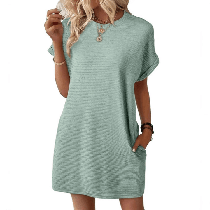 Evasha | Casual Round Neck Summer Dress - Ciara & Fiona