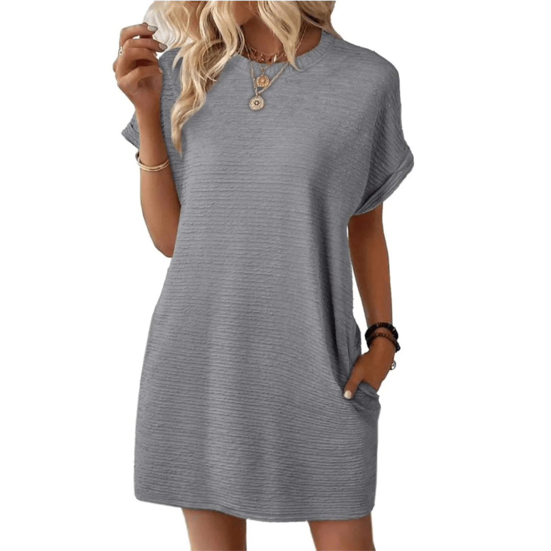 Evasha | Casual Round Neck Summer Dress - Ciara & Fiona
