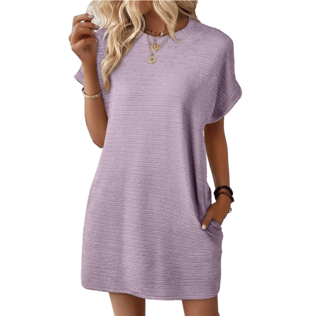 Evasha | Casual Round Neck Summer Dress - Ciara & Fiona