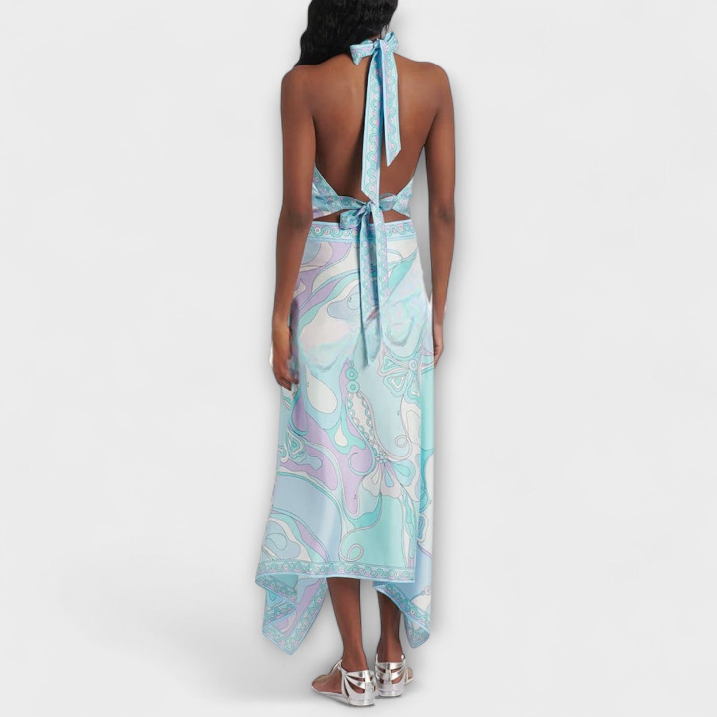 Everly - Halter Top and Asymmetrical Midi Skirt Set - Luna Hampton