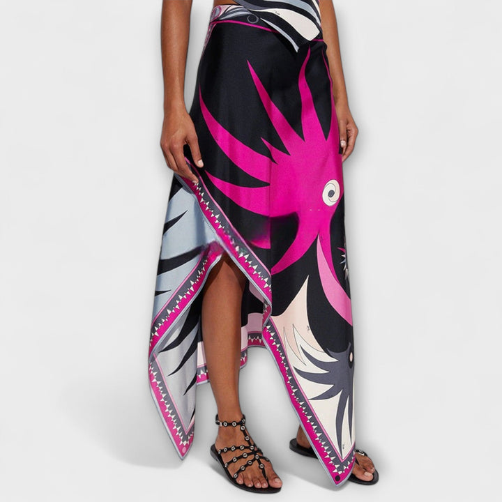 Everly - Halter Top and Asymmetrical Midi Skirt Set - Luna Hampton