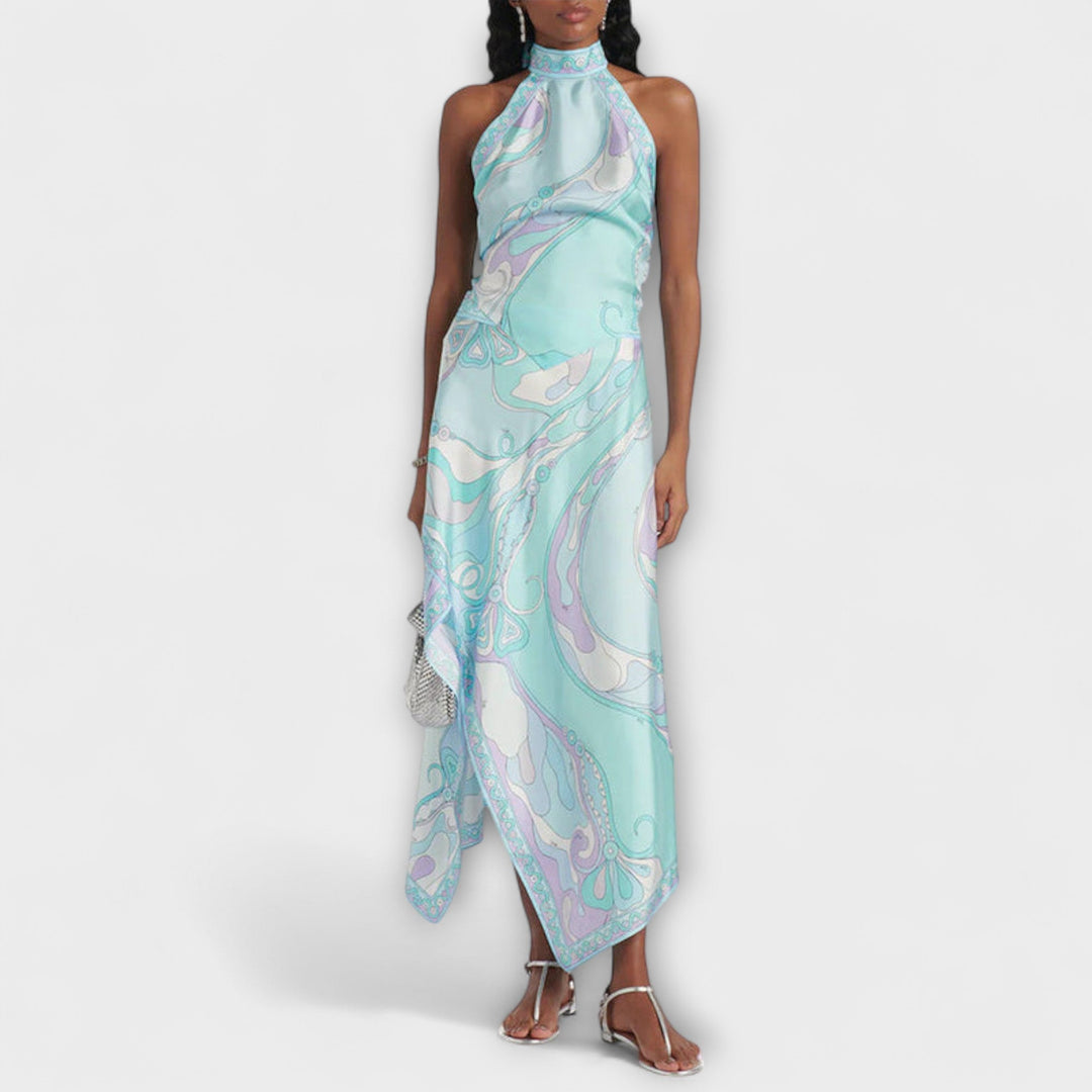 Everly - Halter Top and Asymmetrical Midi Skirt Set - Luna Hampton