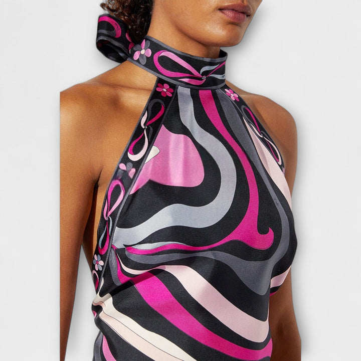 Everly - Halter Top and Asymmetrical Midi Skirt Set - Luna Hampton