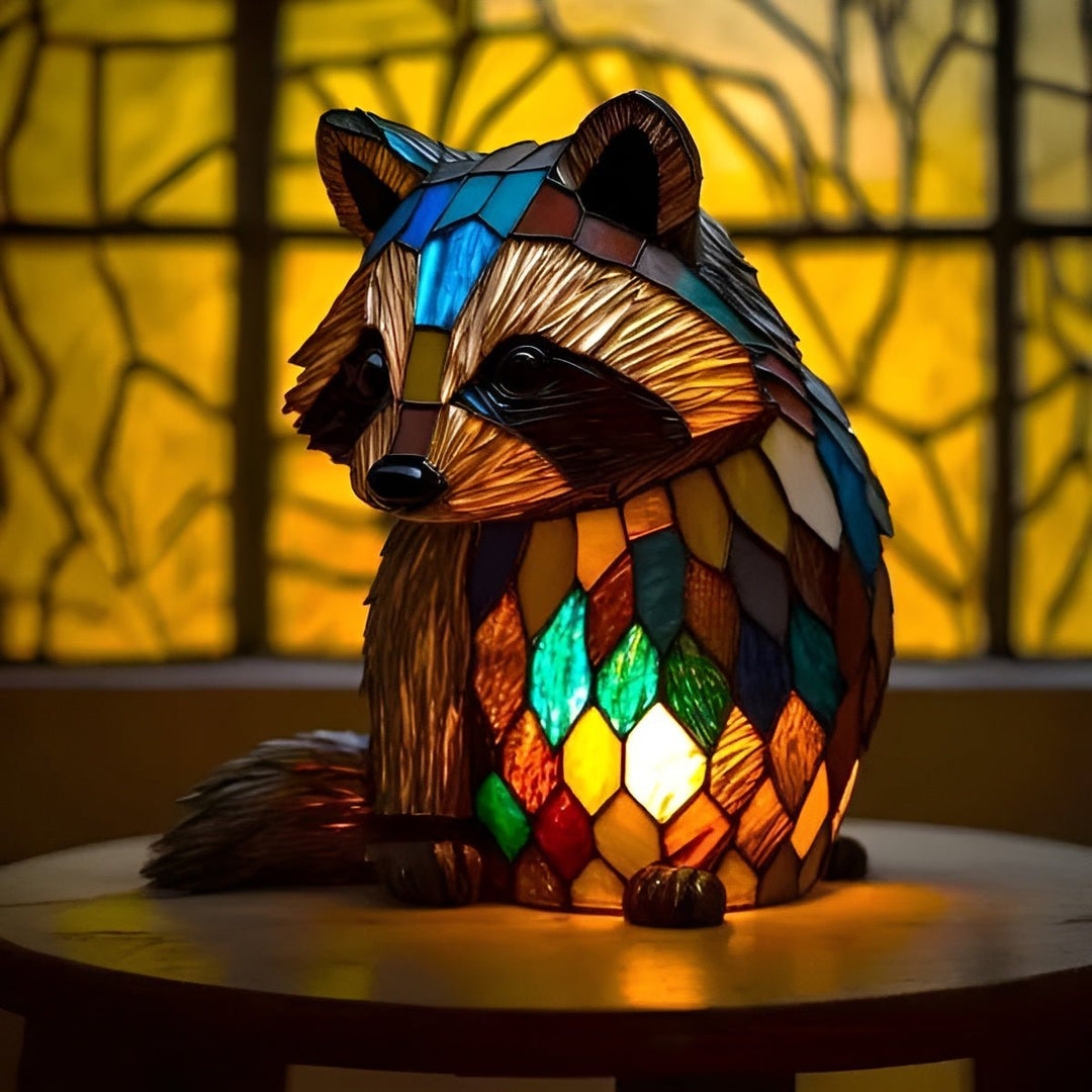 Filou | Raccoon Lamp Magisk in Coloured Glass - Ciara & Fiona