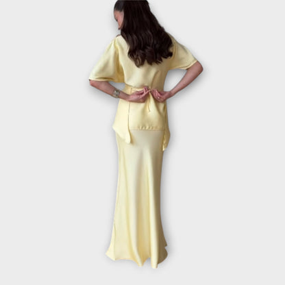 Finja - Off - Shoulder Top with Knot Front and Skirt Ensemble - Luna Hampton