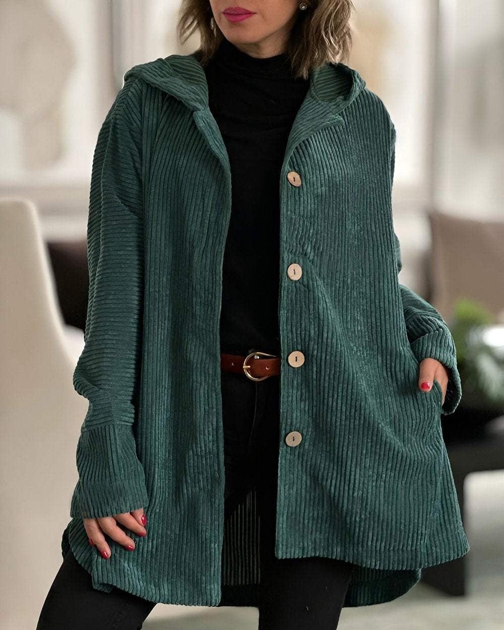 Floryn | Cozy Corduroy Hooded Jacket - Ciara & Fiona