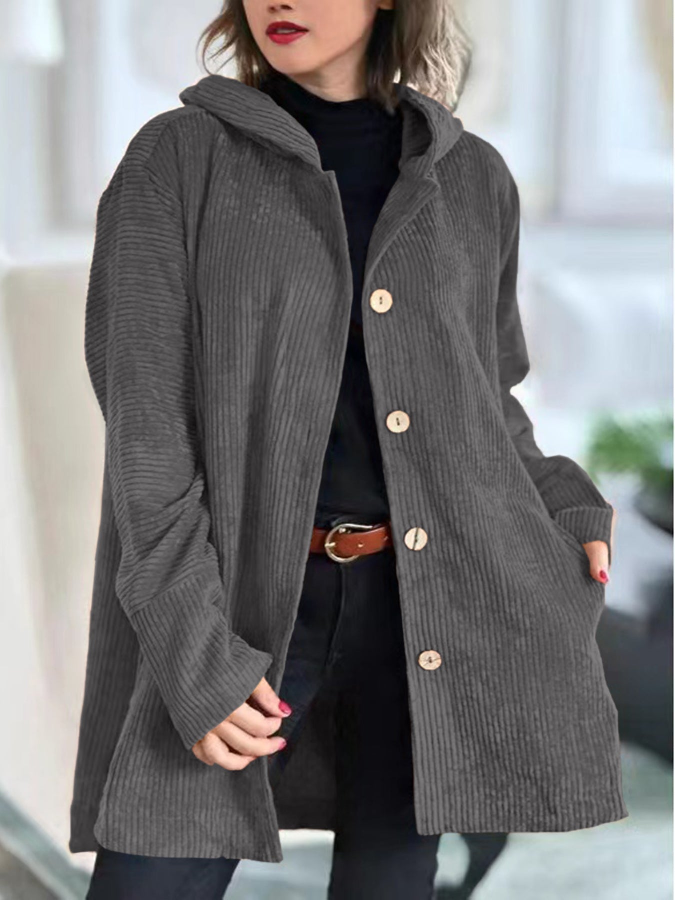 Floryn | Cozy Corduroy Hooded Jacket - Ciara & Fiona