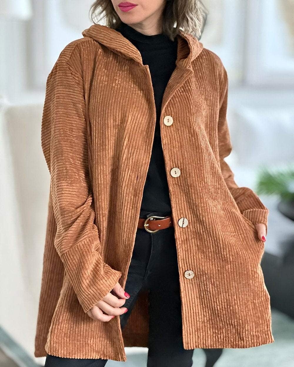 Floryn | Cozy Corduroy Hooded Jacket - Ciara & Fiona