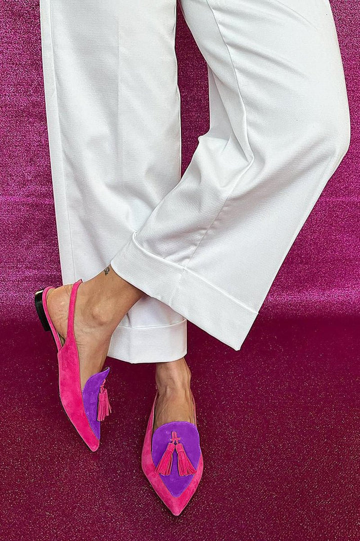 Frendessa | Colourful ballet flats with fringes and a decorative ankle strap - Ciara & Fiona