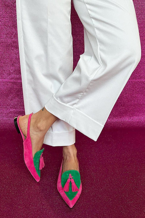 Frendessa | Colourful ballet flats with fringes and a decorative ankle strap - Ciara & Fiona