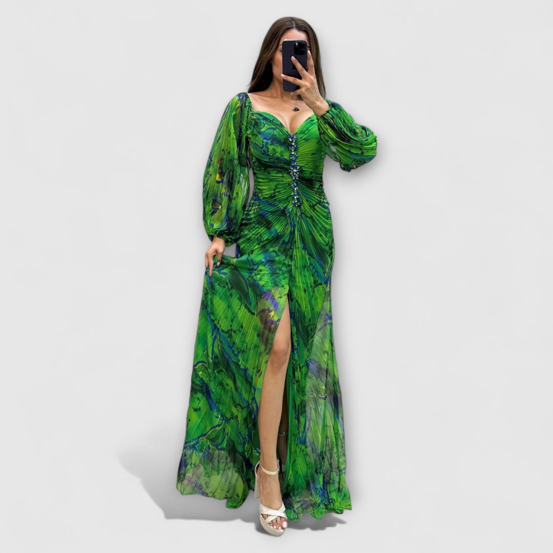 Genevieve | Elegant V - Neck Dress - Ciara & Fiona