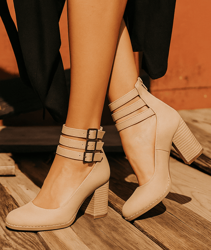 Ginevra™ | Multi - Strap Heels with Thick Heel - Ciara & Fiona