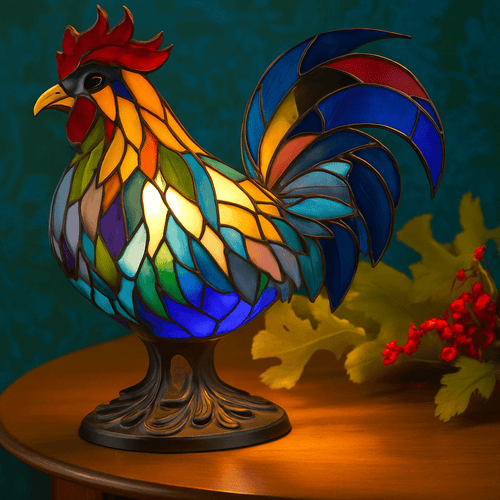 Hector | Coloured Glass Rooster Lamp - Ciara & Fiona