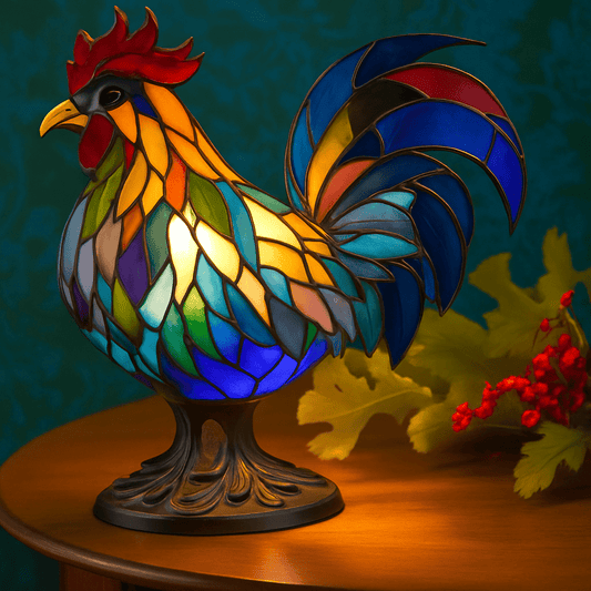 Hector | Coloured Glass Rooster Lamp - Ciara & Fiona