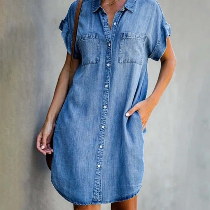 Helsa | Elegant Denim Dress with Tummy Coverage - Ciara & Fiona