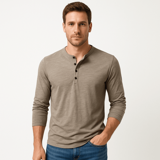 Henley | Collar Long Sleeve T-Shirt - Ciara & Fiona