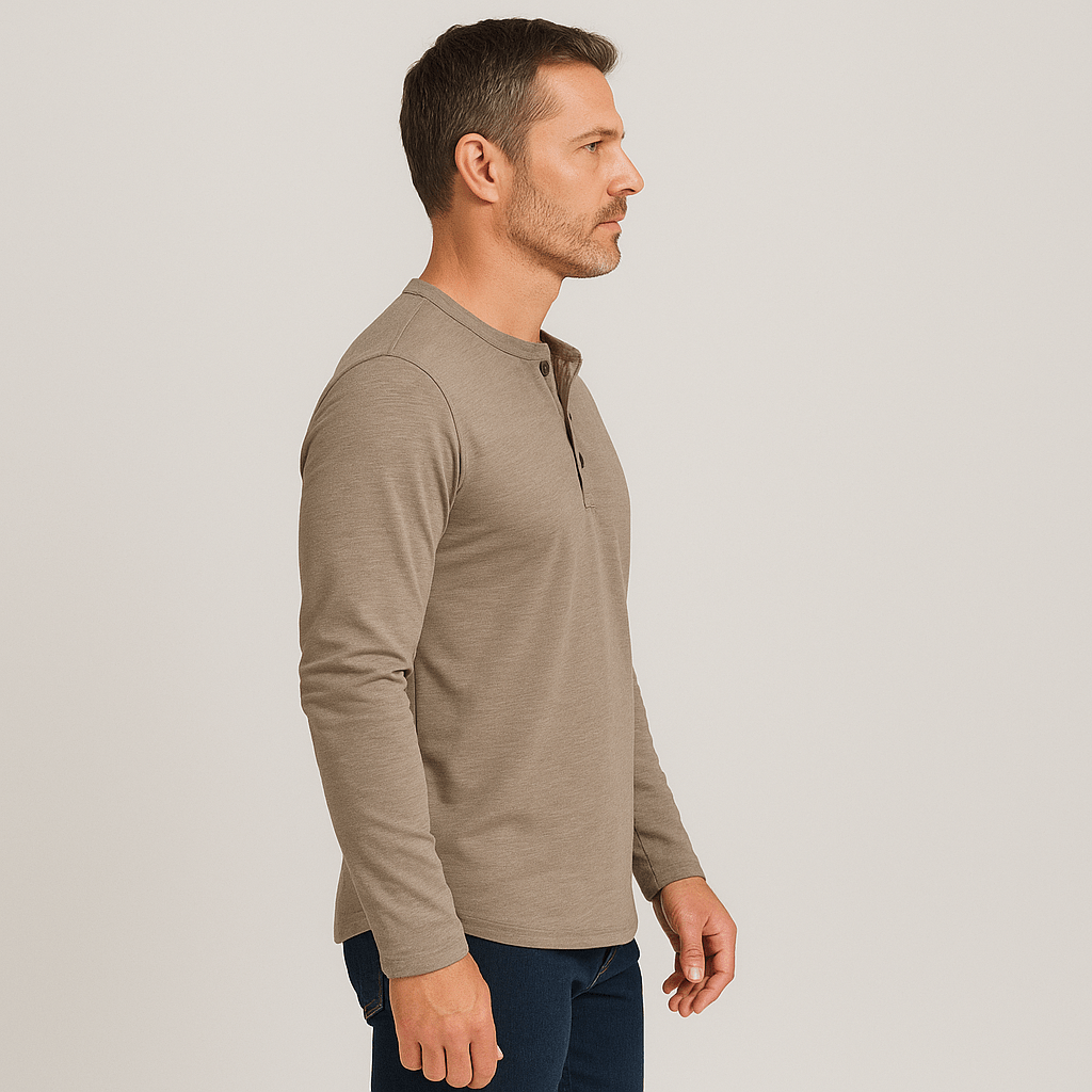 Henley | Collar Long Sleeve T-Shirt - Ciara & Fiona