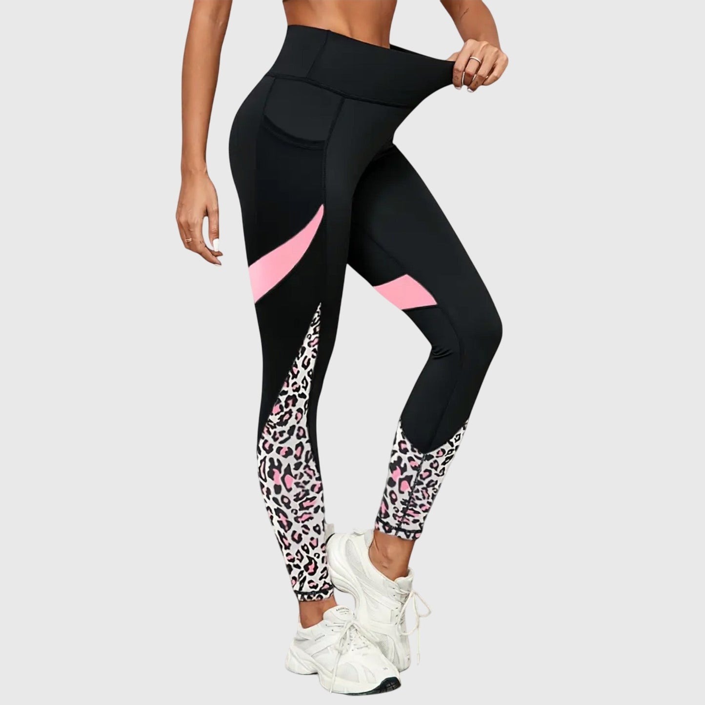 High - Waisted Leopard Print Training Pants - Luna Hampton
