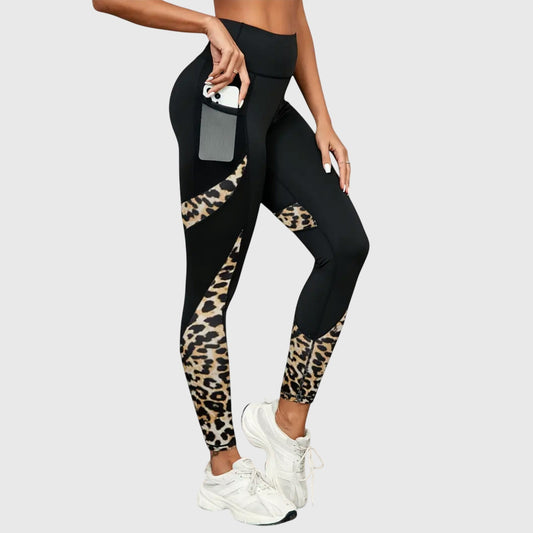 High - Waisted Leopard Print Training Pants - Luna Hampton