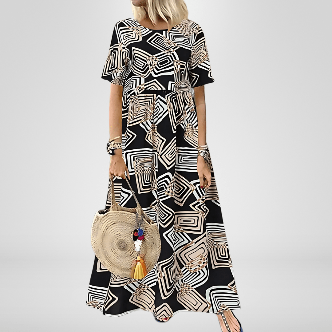 Imogen | Geometric Printed Dress - Ciara & Fiona