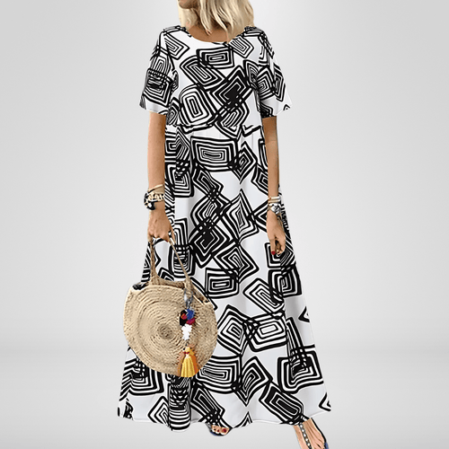 Imogen | Geometric Printed Dress - Ciara & Fiona