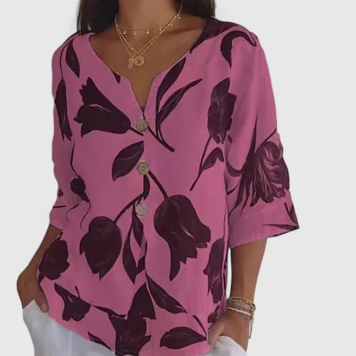 Isabel | Elegant Floral Print Blouse - Luna Hampton