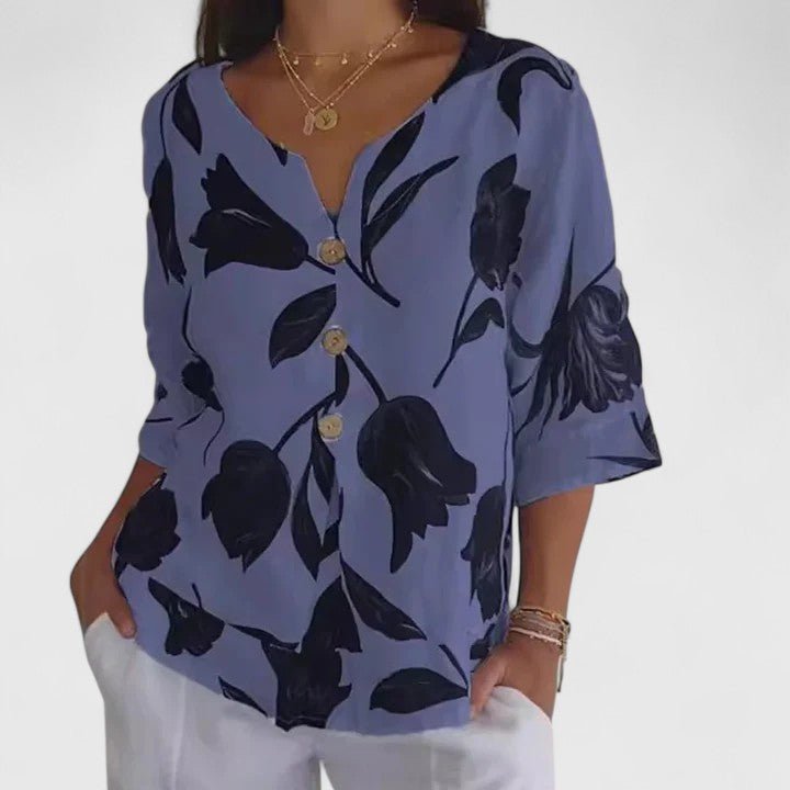 Isabel | Elegant Floral Print Blouse - Luna Hampton