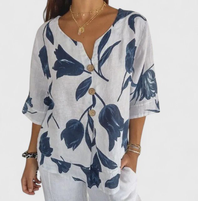 Isabel | Elegant Floral Print Blouse - Luna Hampton
