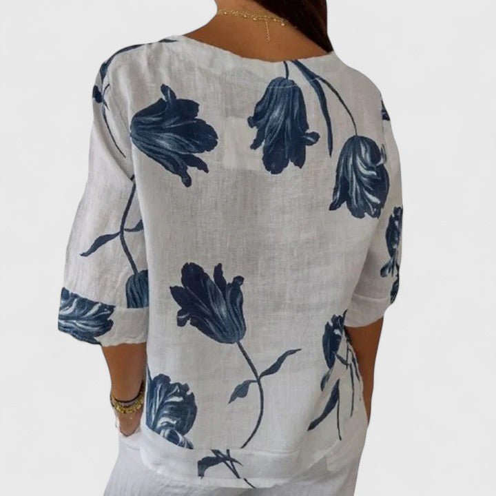 Isabel | Elegant Floral Print Blouse - Luna Hampton