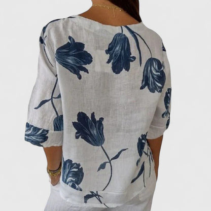 Isabel | Elegant Floral Print Blouse - Luna Hampton