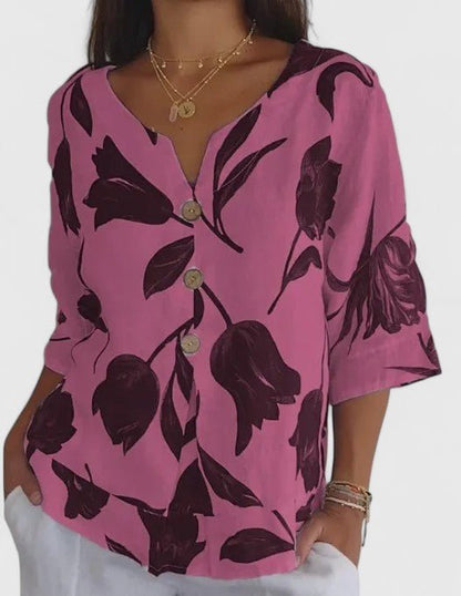 Isabel | Elegant Floral Print Blouse - Luna Hampton