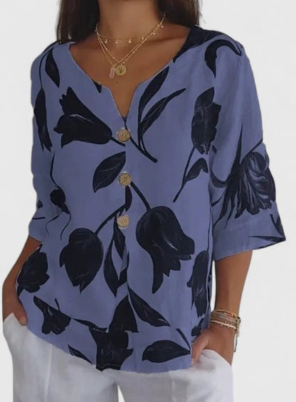 Isabel | Elegant Floral Print Blouse - Luna Hampton
