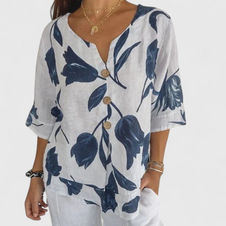 Isabel | Elegant Floral Print Blouse - Luna Hampton
