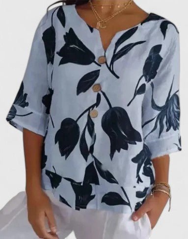 Isabel | Elegant Floral Print Blouse - Luna Hampton