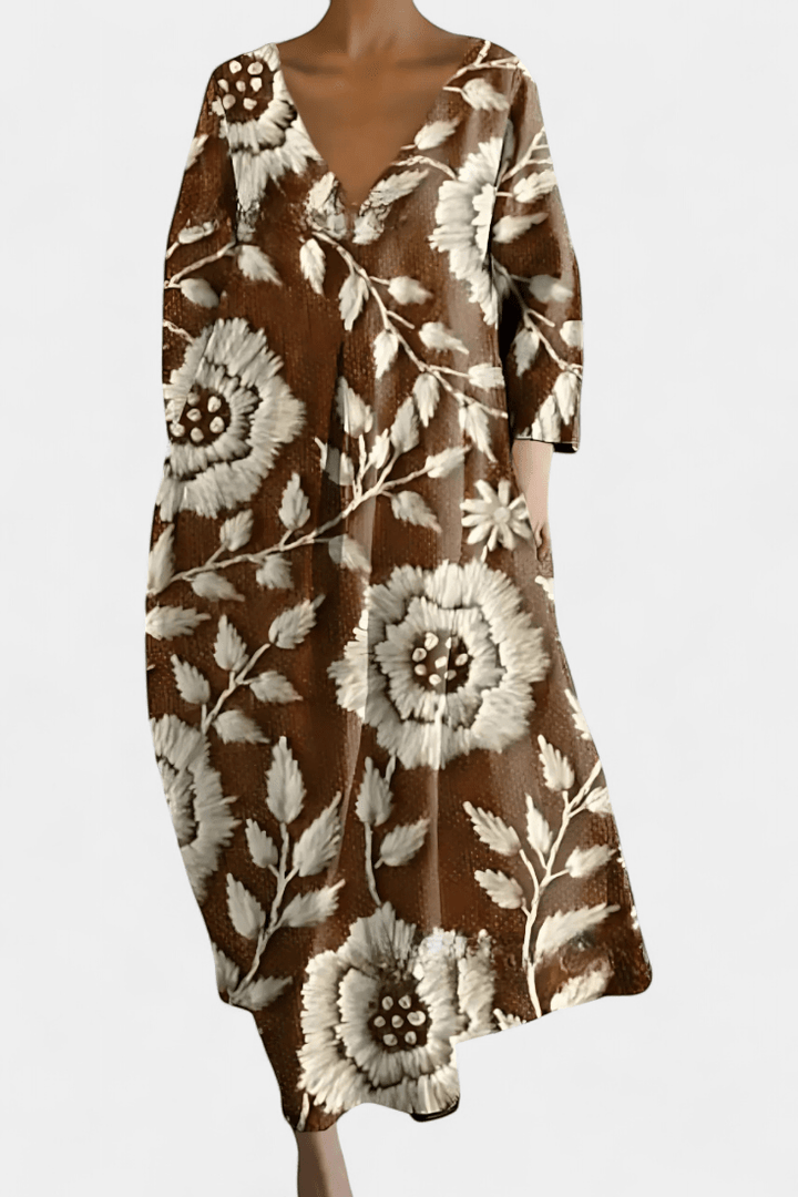 Isalinde | Comfortable V - neck Dress - Luna Hampton