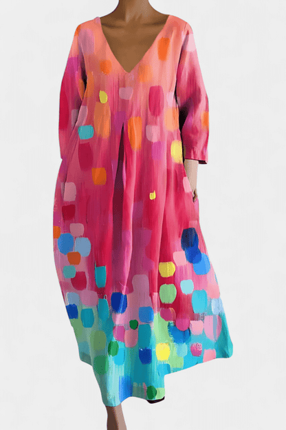 Isalinde | Comfortable V - neck Dress - Luna Hampton