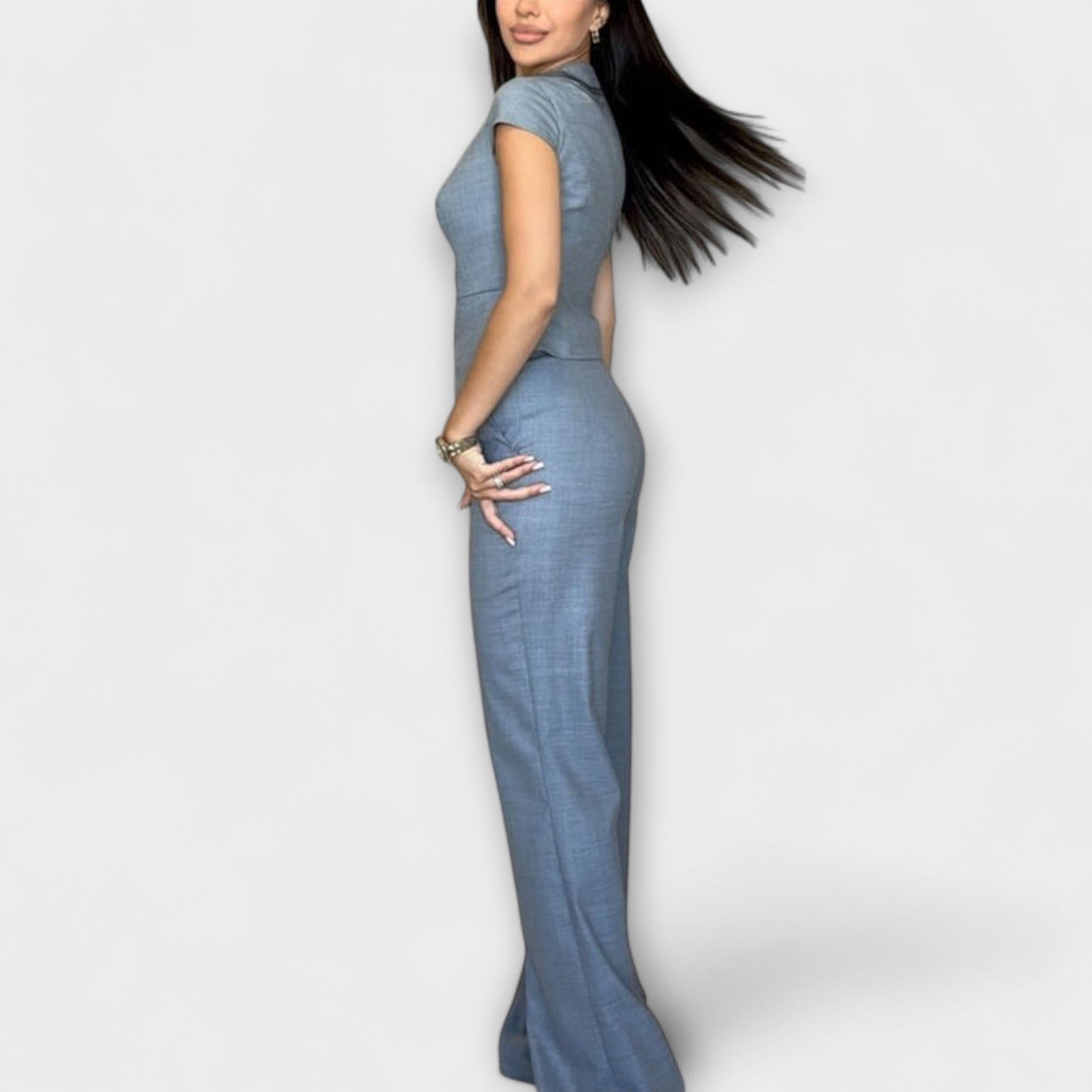 Ivy - Stylish V - Neck Top and Pants Set - Luna Hampton