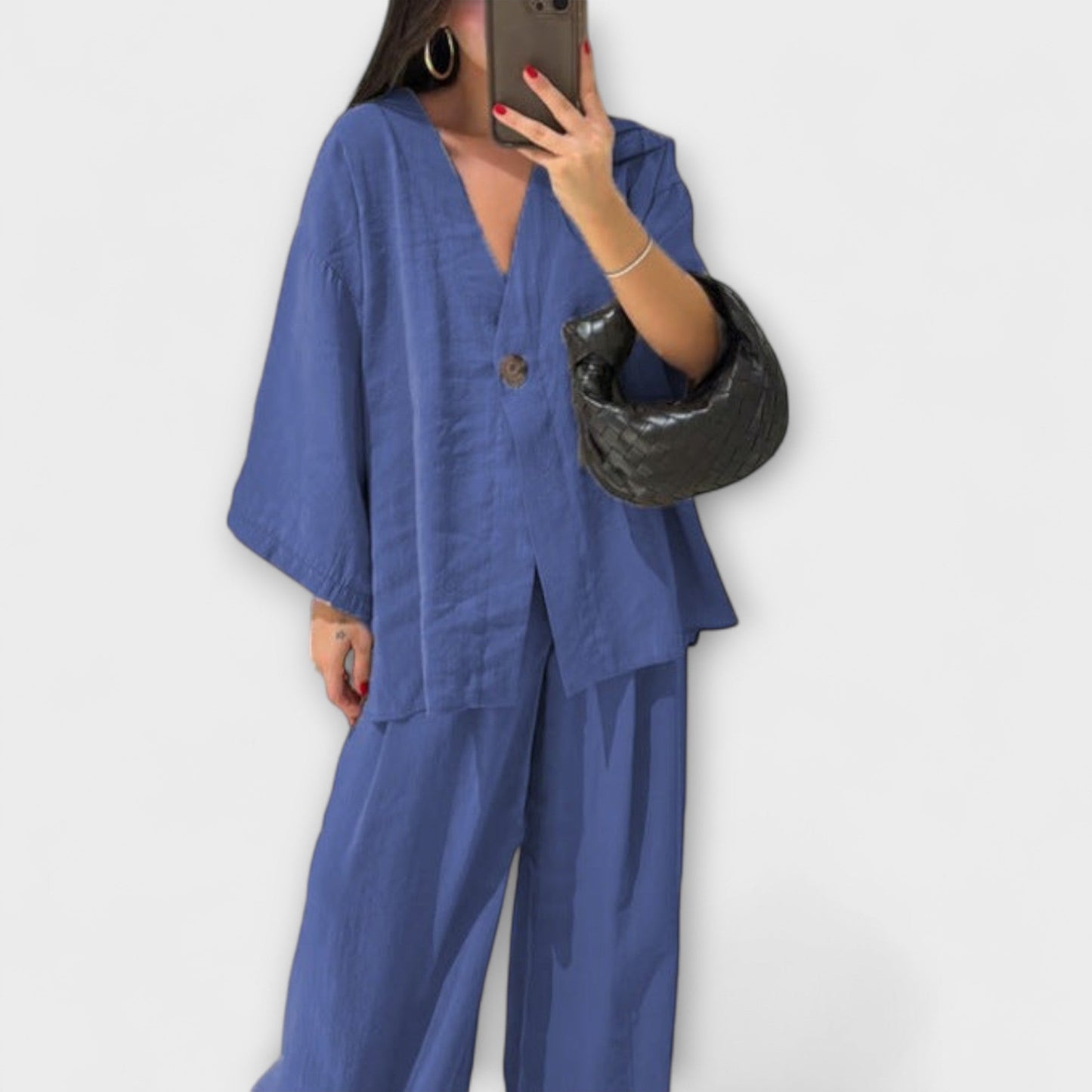 Jacqueline - Casual V - Neck Top and Pants Duo - Luna Hampton