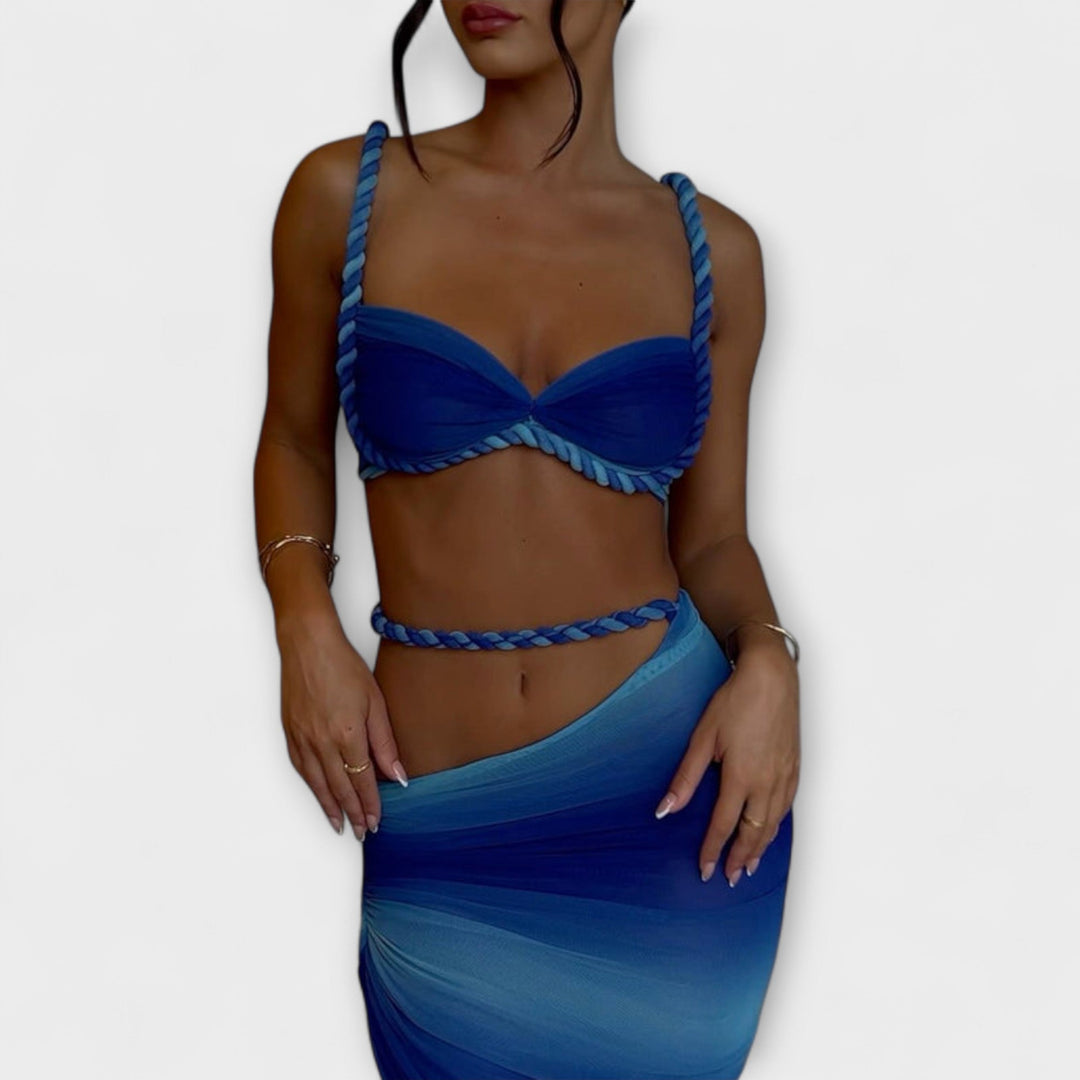 Jane - Stylish Gradient Braided Crop Top & Overskirt Duo - Luna Hampton