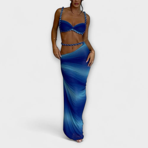 Jane - Stylish Gradient Braided Crop Top & Overskirt Duo - Luna Hampton