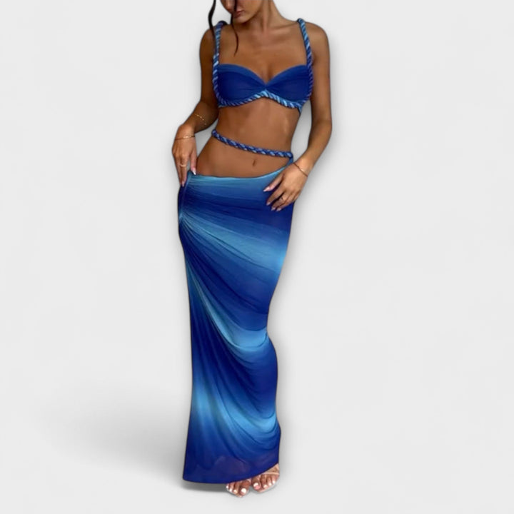 Jane - Stylish Gradient Braided Crop Top & Overskirt Duo - Luna Hampton