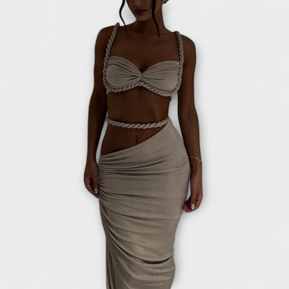 Jane - Stylish Gradient Braided Crop Top & Overskirt Duo - Luna Hampton