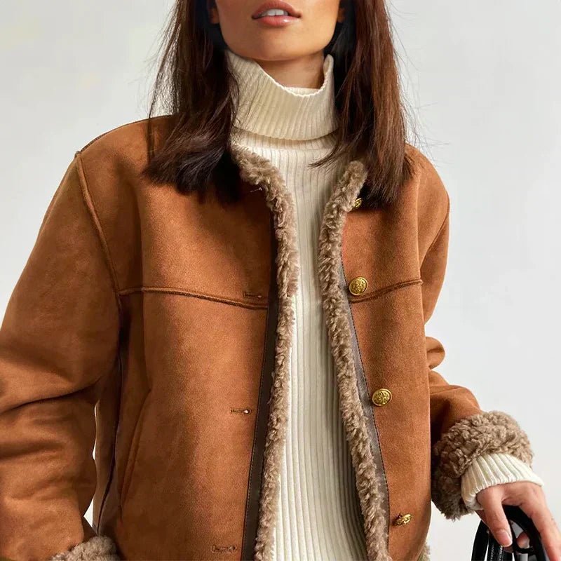 Jolene | Shearling Button Jacket - Ciara & Fiona
