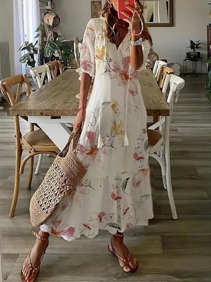 Julie | Boho V - Neck Summer Dress - Ciara & Fiona
