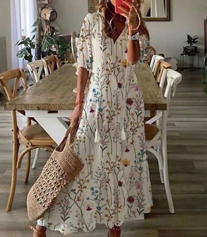 Julie | Boho V - Neck Summer Dress - Ciara & Fiona