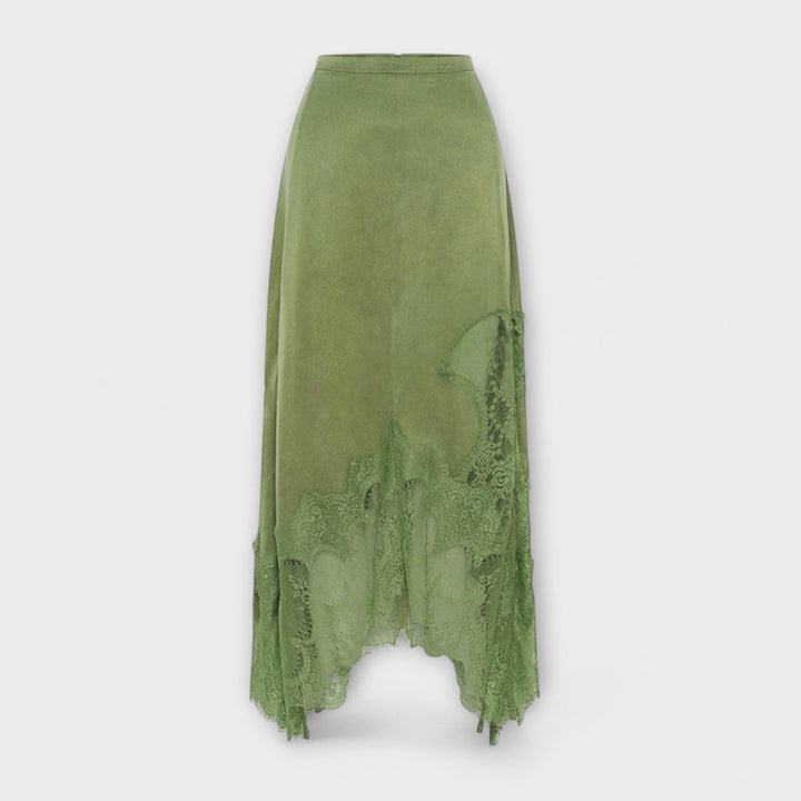 Kaia - Satin Blouse with Lace Trim and Pleated Neckline Set - Luna Hampton