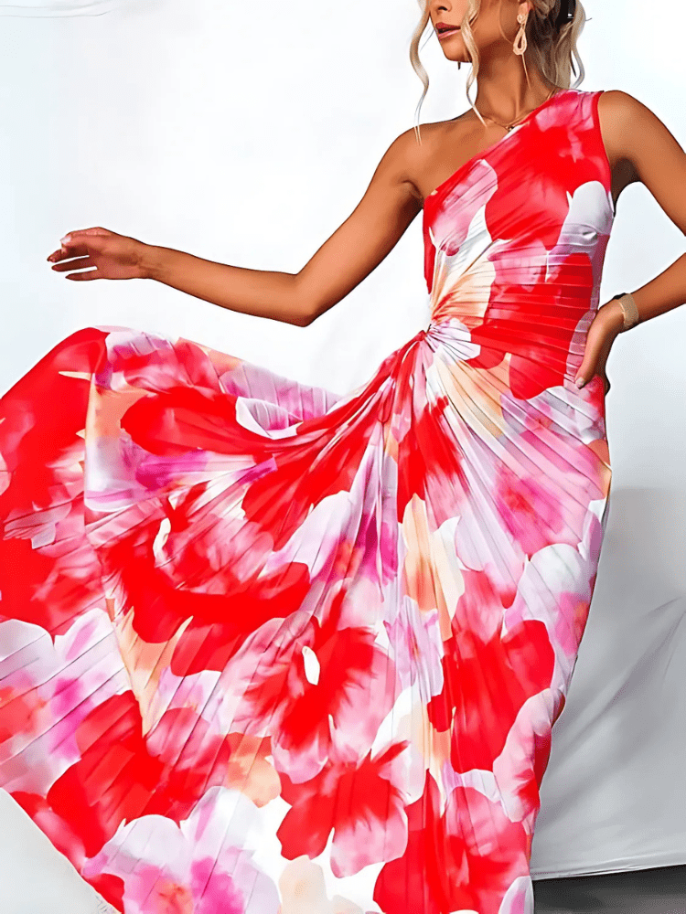 Kylie | Pleated Flowery Dress - Ciara & Fiona