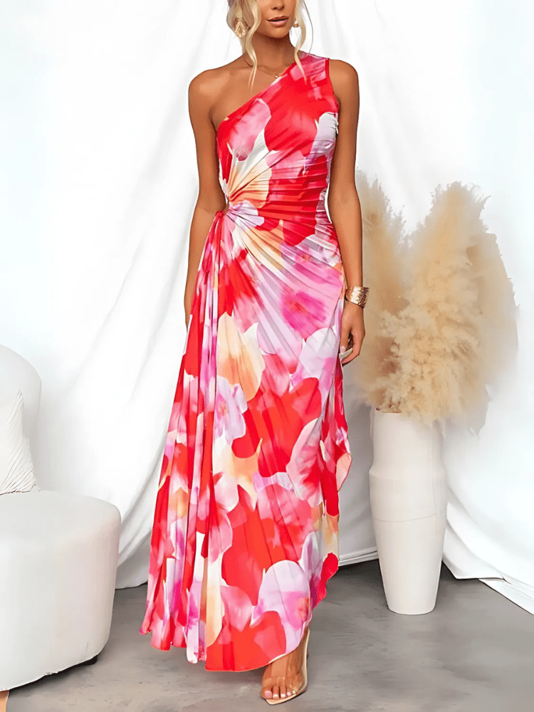 Kylie | Pleated Flowery Dress - Ciara & Fiona