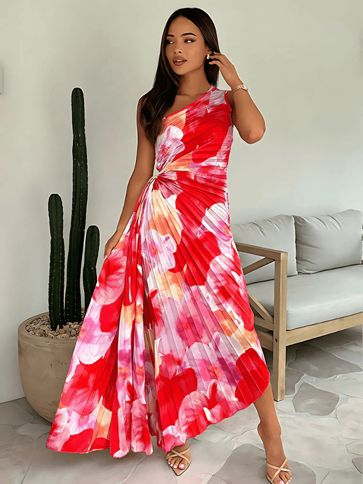 Kylie | Pleated Flowery Dress - Ciara & Fiona